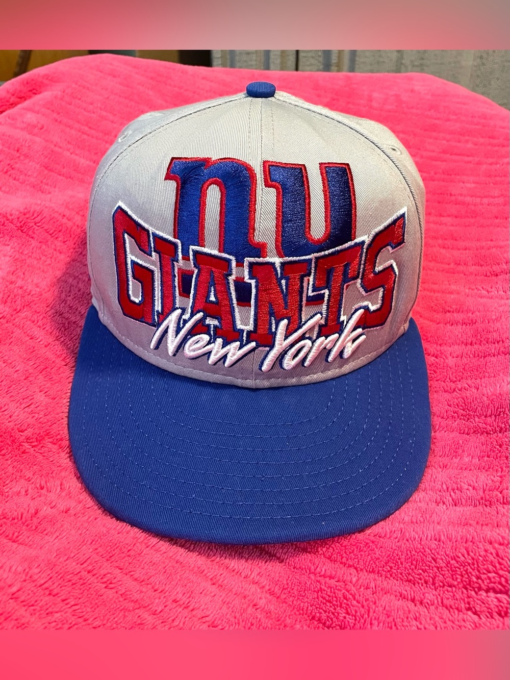 *EUC* New York GIANTS Snapback Hat - NFL Football - Spellout Cap - Adjustable